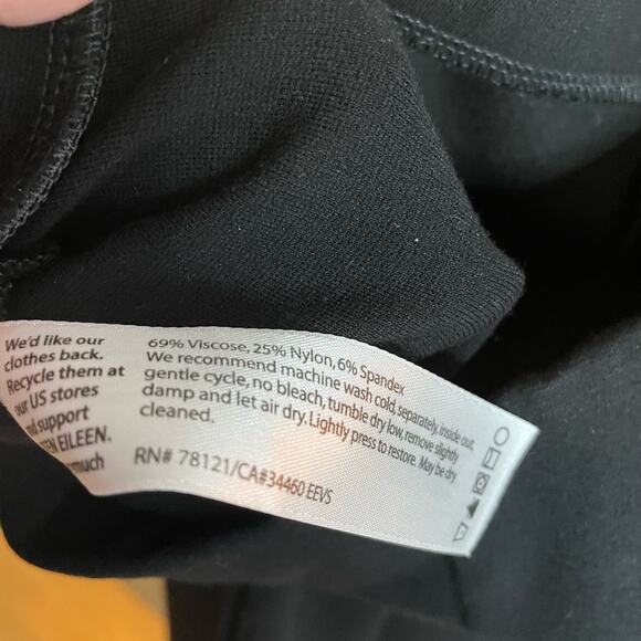 Eileen Fisher High Waist Stretch Pull-on Pants high Rise Stretch Mature Black L - Picture 7 of 7